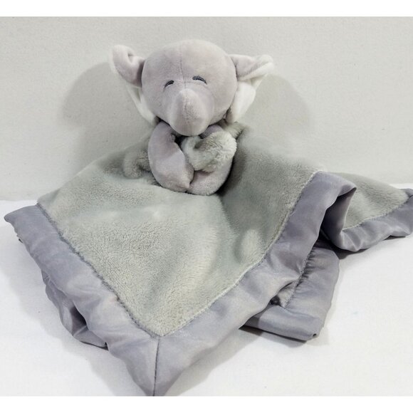 Carters Elephant Baby Lovey Security Blanket Grey With Satin Trim Soft Plush - Picture 1 of 5